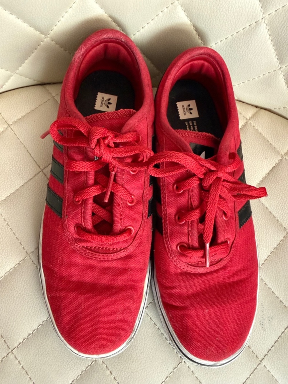 adidas Red Canvas Sneakers with Black Stripes